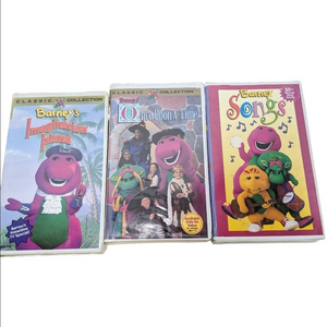 Barney Set of 3 VHS Tested Barney Songs Imagination Island Once Upon a Time